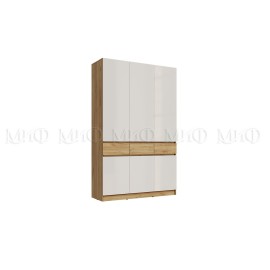 Шкаф 3-х. дв. арт.24.17.1.4 фасад ЛДСП белый глянец/дуб крафт/каркас ЛДСП дуб крафт 1500х520хh2400мм Роджинамиф