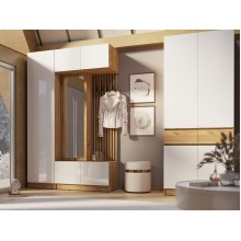 Прихожая арт.24.17.1 фасад ЛДСП белый глянец/каркас ЛДСП дуб крафт 1550х520хh2400мм+шкаф 1000х520хh2400мм