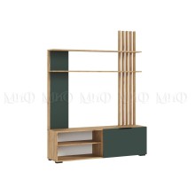 Гостиная арт.24.17.6.3 фасад ЛДСП изумрудный/каркас ЛДСП дуб крафт 1400х350хh1810мм Ниша под ТВ 1400мм Роджинамиф