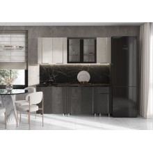 Кух.гарнитур 2.0м. арт.24.173.5 фасад МДФ бетон светлый,бетон темный/каркас ЛДСП графит столешница2.0м кастилло темный,фасад оснащен металлическим молдингом