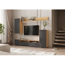 Гостиная арт.24.174.2 каркас и фасад ЛДСП графит/дуб крафт 2130х346хh1704мм Верона