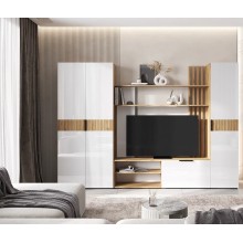 Гостиная арт.24.17.7 фасад ЛДСП белый глянец/каркас ЛДСП крафт 2600х350хh1810мм Ниша под ТВ 1400мм Роджинамиф