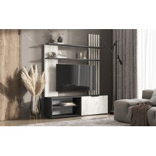 Гостиная арт.24.17.6.1 фасад ЛДСП дуб крафт белый/каркас ЛДСП графит 1400х350хh1810мм Ниша под ТВ 1400мм Роджинамиф