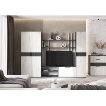 Гостиная арт.24.17.7.1 фасад ЛДСП дуб крафт белый/каркас ЛДСП графит 2600х350хh1810мм Ниша под ТВ 1400мм Роджинамиф
