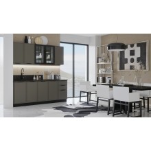 Кух.гарнитур 2.0м. арт.24.33 фасад МДФ холст вулканический/каркас ЛДСП графит (800м+800+400) столешница 2.0м комплектация №1