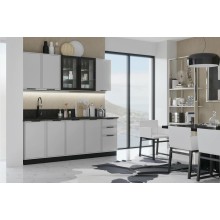 Кух.гарнитур 2.0м. арт.24.33 фасад МДФ холст белый/каркас ЛДСП графит (800м+800+400) столешница 2.0м комплектация №1