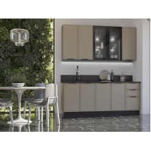 Кух.гарнитур 2.0м. арт.24.33.1 фасад МДФ холст латте/каркас ЛДСП графит (800м+800+400 3ящ.) столешница 2.0м высота верхних шкафов 900мм