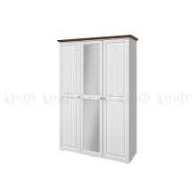 Шкаф 3-х. дв. арт.24.182.9 фасад МДФ белый матовый/орех/каркас ЛДСП белый 1575х577хh2270мм Валенсия