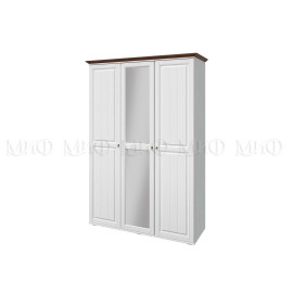 Шкаф 3-х. дв. арт.24.182.9 фасад МДФ белый матовый/орех/каркас ЛДСП белый 1575х577хh2270мм Валенсия