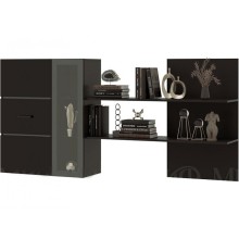 Полка навесная арт.24.183.2 фасад МДФ черный глянец/каркас ЛДСП венге 2000х346хh980мм  