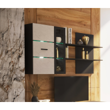 Полка навесная арт.24.183.2 фасад МДФ пластер бьянко/каркас ЛДСП венге 2000х346хh980мм  