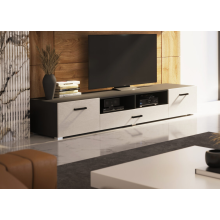 Тумба под ТВ арт.24.183.1 фасад МДФ пластер бьянко/каркас ЛДСП венге 2000х520хh350мм  