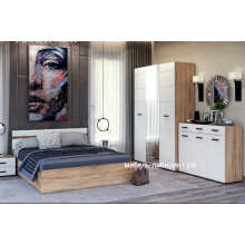 Модульная спальня арт.24.186 фасад МДФ белый глянец холодный/каркас ЛДСП сонома