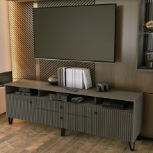 Тумба под ТВ арт.24.187.3 фасад МДФ софт графит/каркас ЛДСП графит 2000х426хh668мм  