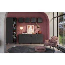 Гостиная арт.24.187.21 фасад МДФ софт графит/каркас ЛДСП графит 2836мм  