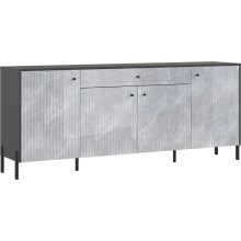 Тумба под ТВ (комод) арт.24.187.24.6 фасад МДФ мрамор глянец/каркас ЛДСП графит 2000х426хh830мм  