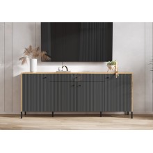 Тумба под ТВ (комод) арт.24.187.24.2 фасад МДФ графит/каркас ЛДСП дуб крафт 2000х426хh830мм  