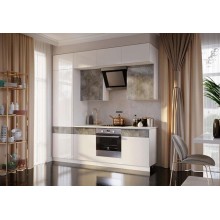 Кух.гарнитур 2.4м. арт.24.187.31 фасад МДФ белый глянец/мрамор глянец/каркас ЛДСП белый (600м+600+600) столешница 1.8м