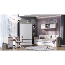 Модульная детская арт.24.191.39 фасад ЛДСП белый глянец/каркас ЛДСП сонома