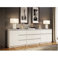 Комод арт.24.191.29 фасад ЛДСП белый глянец/каркас ЛДСП белый 2400х330хh768мм (сосотавлен из  3-х комодов)