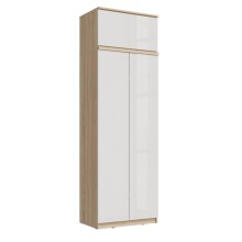 Шкаф 2-х. дв. арт.24.191.21.1 фасад ЛДСП  белый глянец/каркас ЛДСП сонома 802х514хh2480мм (шкаф-штанга+антресоль)