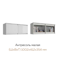 Полка навесная (антресоль малая) арт.24.191.2 фасад ЛДСП белый глянец/каркас ЛДСП белый 1002х354хh412мм