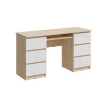 Стол письменный арт.24.191.23 фасад ЛДСП белый глянец холодный/каркас ЛДСП сонома 1386х490хh768мм