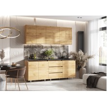 Кух.гарнитур 2.0м. арт.24.191.45 фасад ЛДСП и каркас ЛДСП дуб крафт (600м+800+600 3 ящ.) столешница: 800+1200 дуб вотан,кастилло.Компановка №2 