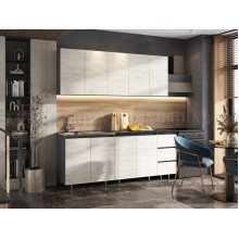 Кух.гарнитур 2.0м. арт.24.191.47 фасад ЛДСП дуб крафт белый/каркас ЛДСП графит (800м+800+400 3 ящ.) столешница: 800+400 дуб вотан,кастилло 