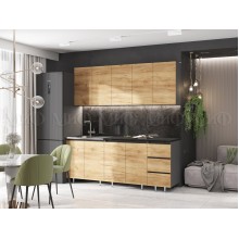 Кух.гарнитур 2.0м. арт.24.191.48 фасад ЛДСП дуб крафт/каркас ЛДСП графит (800м+800+400 3 ящ.) столешница: 800+400 кастилло 