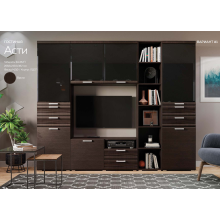 Гостиная арт.24.192.1 фасад МДФ шоколад/каркас ЛДСП венге 2682х382хh2150мм вариант №1