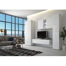 Гостиная арт.24.193.7 фасад МДФ белый глянец/каркас ЛДСП белый (ниша под ТВ 1600х442хh330мм) без стоимости подсветки Вариант №3