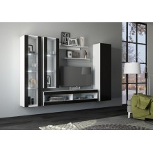 Гостиная арт.24.193.2 фасад МДФ черный глянец/каркас ЛДСП белый (ниша под ТВ 1600х442хh330мм) без стоимости подсветки Вариант №1