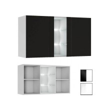 Тумба под ТВ подвесная арт.24.193.10 фасад МДФ черный глянец/каркас ЛДСП белый 1200х442хh676мм без стоимости подсветки ТБ-002