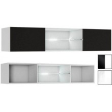 Тумба под ТВ подвесная арт.24.193.11 фасад МДФ черный глянец/каркас ЛДСП белый 1600х442хh330мм без стоимости подсветки ТБ-03