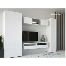 Гостиная арт.24.193.5 фасад МДФ белый глянец/каркас белый ЛДСП 2800х520хh2150 (ниша под ТВ 1600х442хh330мм) без стоимости подсветки Вариант № 4