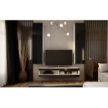 Модульная гостиная арт.24.193.8 фасад МДФ венге глянец/каркас ЛДСП белый (ниша под ТВ 1600х442хh330мм)