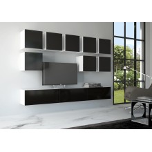 Гостиная арт.24.193.4 фасад МДФ черный глянец/каркас ЛДСП белый (ниша под ТВ 3200х442хh330мм) Вариант №4