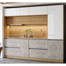 Кух.гарнитур 2.80м. арт.24.196.3 фасад ЛДСП белый глянец+фасад ЛДСП бетон светлый/каркас ЛДСП дуб сонома, столешница сонома под п/м 600мм