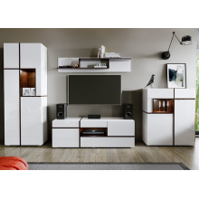 Гостиная арт.24.199 фасад МДФ белый глянец/каркас ЛДСП белый/венге 3188х524хh1950мм модель №2