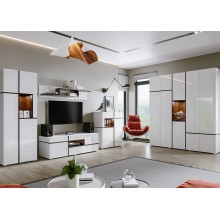 Гостиная арт.24.199 фасад МДФ белый глянец/каркас ЛДСП белый/венге 3188х524хh1950мм модель №3