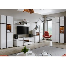 Гостиная арт.24.199 фасад МДФ белый глянец/каркас ЛДСП белый/венге 3188х524хh1950мм модель №1