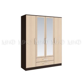 Шкаф 4-х. дв. арт.24.20.11 фасад ЛДСП дуб беленый/каркас ЛДСП венге 1600х520хh2016мм Фиеста