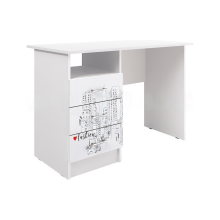 Стол письменный арт.24.200.6 фасад ЛДСП белый глянец фотопечать/каркас ЛДСП белый 1100х550хh750мм