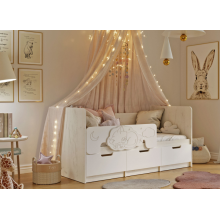 Кровать 1-сп. арт.24.204 (800х1600) фасад МДФ шарли белый/каркас ЛДСП крафт белый 1636х800хh850мм