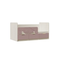 Кровать 1-сп. арт.24.204.2 (800х1600) фасад МДФ шарли пинк/каркас ЛДСП крафт белый 1636х800хh850мм