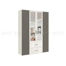 Шкаф 4-х. дв. арт.24.206.14.1 фасад ЛДСП графит/дуб крафт белый/каркас ЛДСП дуб крафт белый 1600х510хh2236мм с зеркалом Фиеста new