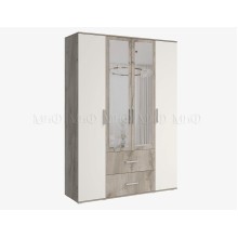 Шкаф 4-х. дв. арт.24.206.14.1 фасад ЛДСП кашемир/дуб крафт серый/каркас ЛДСП дуб крафт серый 1600х510хh2236мм с зеркалом Фиеста new
