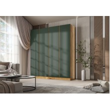 Шкаф 4-х. дв. арт.24.207.8 фасад ЛДСП изумрудный/каркас ЛДСП дуб крафт 2000х506хh2236мм вставка дуб крафт Кельвин