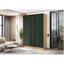 Шкаф 4-х. дв. арт.24.207.6 фасад ЛДСП изумрудный/каркас ЛДСП дуб крафт 1600х506хh2236мм вставка дуб крафт Кельвин